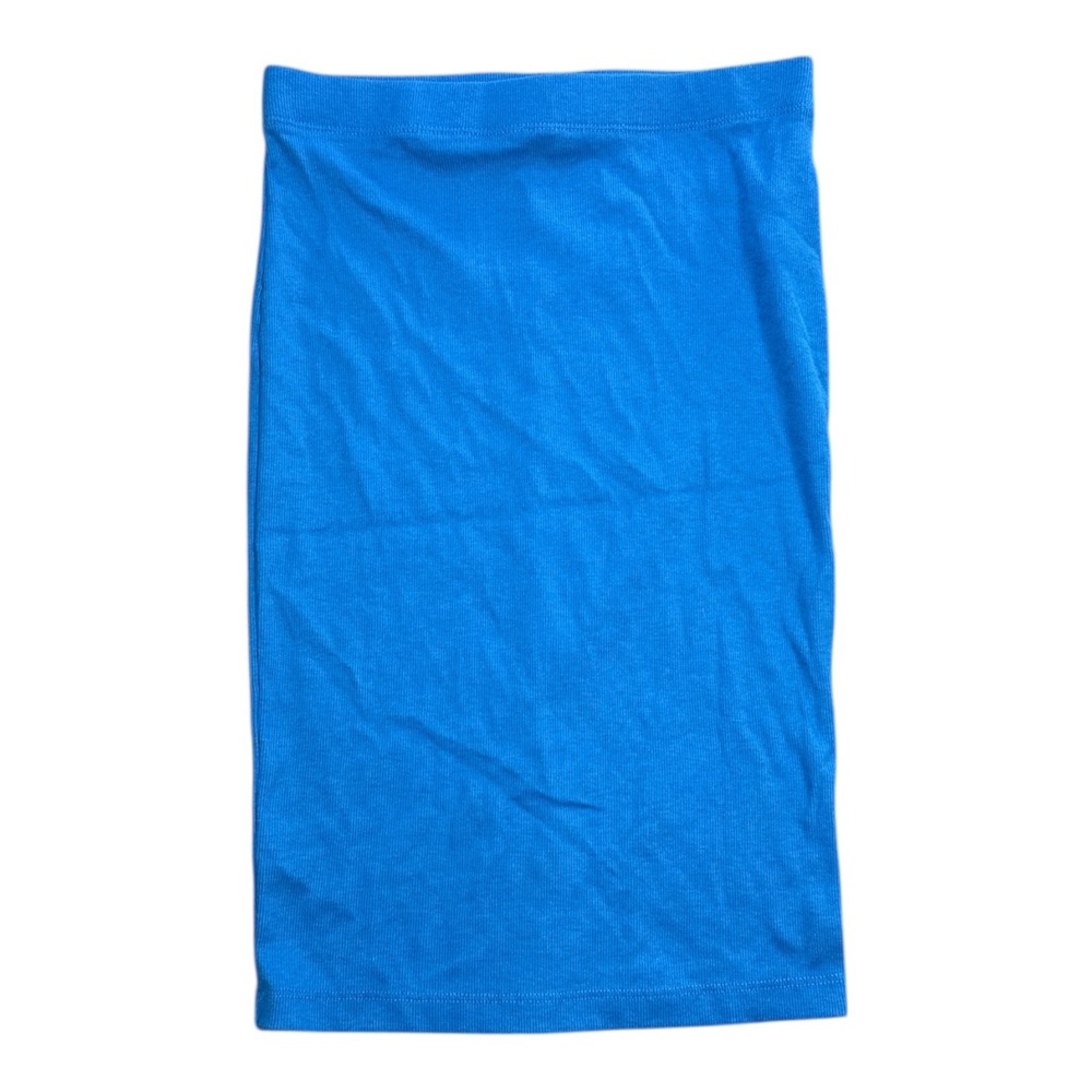 Forever‎ 21 Ribbed Pencil Skirt Bright Blue Midi Slit Size S - Picture 2 of 6